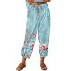Lolvmvchi Early Deals 2024 Home Women Wide Leg Sweatpants Trendy Interior Drawstring Women Capri Pants Summer Cotton Drawstring High Waist Bottom Loose Casual Cropped Trendy (Mint Green, XXXXL) view 1