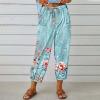 Lolvmvchi Early Deals 2024 Home Women Wide Leg Sweatpants Trendy Interior Drawstring Women Capri Pants Summer Cotton Drawstring High Waist Bottom Loose Casual Cropped Trendy (Mint Green, XXXXL) view 3