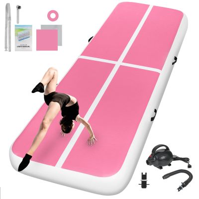 Inflatable Gymnastics Mat 10ft/13ft/16ft/20ft/ Air Tumbling Track Mats 4/8 inches Thick for Home Use/Training/Cheerleading/Yoga/Water with Pump 13ft x 3.3ft x 4inch White Pink Purple