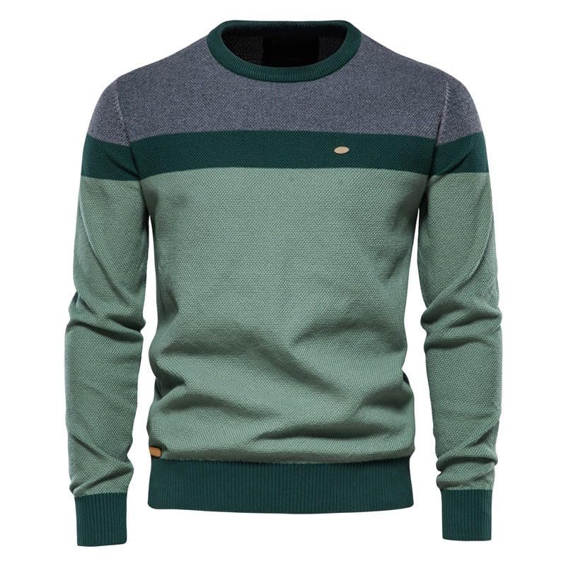 LLJYLYHRHD Men's Striped Pullover Sweater Crewneck Contrast Slim Fit Knitted Fashion Long Sleeve Sweaters Green