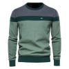 LLJYLYHRHD Men's Striped Pullover Sweater Crewneck Contrast Slim Fit Knitted Fashion Long Sleeve Sweaters Green view 1