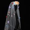 QERPON French Wedding Bride Veil with Realistic Flower Bride Girl Tulles Wedding Tiaras for Traveling Women Photography view 3