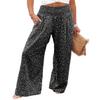 Angerella Floral Black Pants for Women High Waisted Business Casual Wide Leg Work Pants Loose Flowy Summer Beach Pants XL view 1