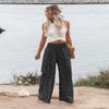 Angerella Floral Black Pants for Women High Waisted Business Casual Wide Leg Work Pants Loose Flowy Summer Beach Pants XL view 2