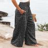 Angerella Floral Black Pants for Women High Waisted Business Casual Wide Leg Work Pants Loose Flowy Summer Beach Pants XL view 4
