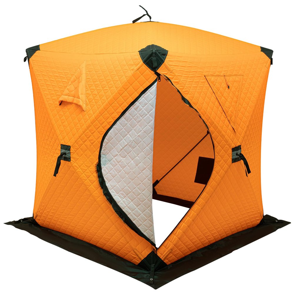 Ice Fishing Tent - Fully Insulated Portable Shelter with Carry Bag, Ideal for Ice Fishing and Picnics (Orange)