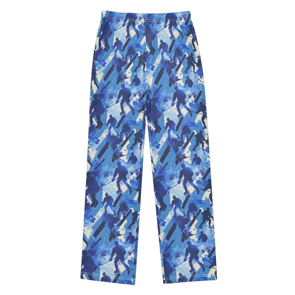 ALAZA Blue Watercolor Ice Hockey Player Pajama Pants Long Sleep Pant Pajama Bottoms Elastic Waist with Pockets 11-12 Years