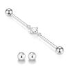 14G Industrial Piercing Jewelry Silver Industrial Bar Industrial Jewelry Barbell Surgical Steel Industrial Earring with Square CZ Cartilage Helix Earring 38mm Long Scaffold Bar with Replacement Balls view 1