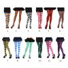 kobeIeen Women Girls Rainbow Multicolor Striped Tights Opaque Stockings Pantyhose for Christmas Halloween Cosplay Costume view 2