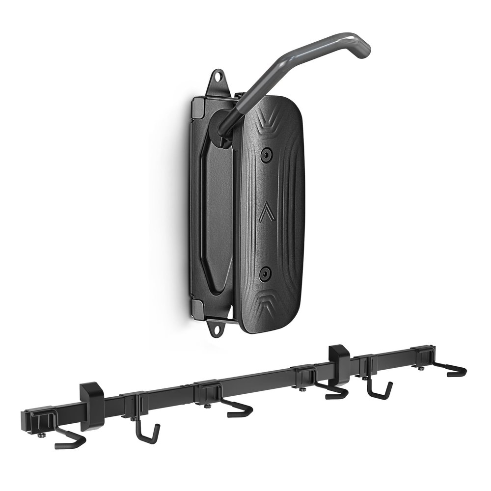 monTEK Swivel Bike Wall Mount, Bike Hangers for Garage, Wall Mount Bike Rack, 66 lbs, Red & Enhanced Bike Storage Rack, Adjustable 4-Bike and 2-Helmet Hangers for Indoor Bike Storage, 265 lbs