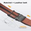 JUKMO 1.5" (38mm) Leather Ratchet Belt for Men in Gift Box (Black, Medium) view 3