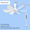 kobeIeen 6 Leaves USB Powered Canopy Ceiling Fan 2/4/8 Hours Timer 4 Speed USB Fan with 3.7m Cable for Camping Outdoor Bed view 4