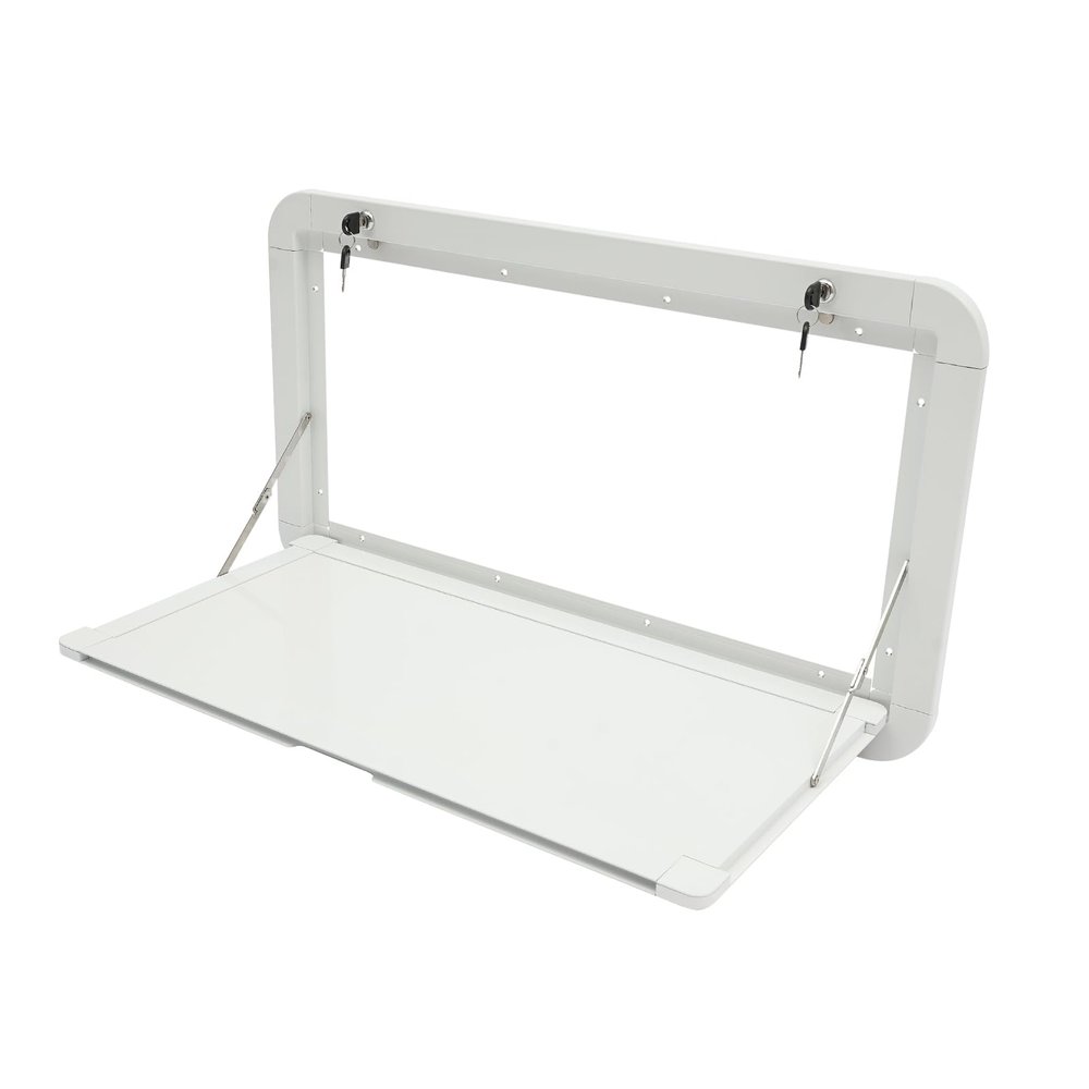 31.5 x 17.7 Foldable RVs Table, Wall Mount Folding Camper Table White RV Folding Table External Hanging Table Aluminium Alloy RV Caravan Folding Table for Caravans Travel Trailer 55Lbs Capacity