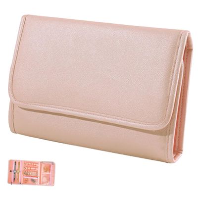 TOGEVAL Travel Foldable Jewelry Organizer Bag Pu Material Clear Pockets for Easy Storage for Travel Home Use Protects Accessories from Scratches and Accidental Drops