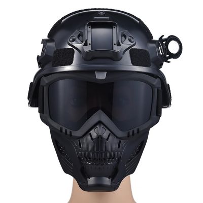 Airsoft Helmet and Mask,Tactical Airsoft Helmet and Full Face Fox Mask Set - Black Paintball Gear with Detachable Goggles, NVG Mount, and Side Rails