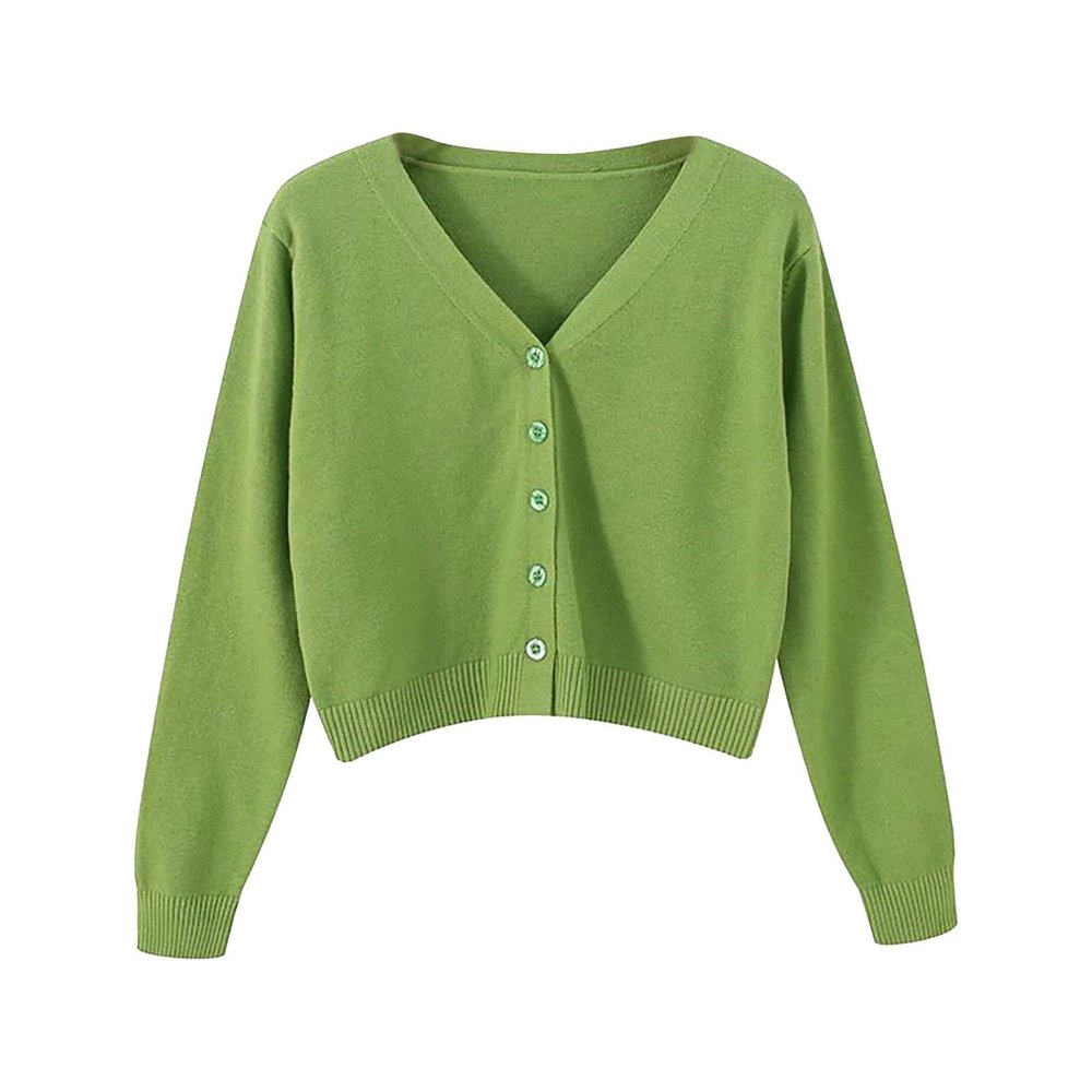 Black of y Sales Today Clearance Prime Lightweight Jacket Women Early Black of y Deals Winter Jackets for Women Sweater Plus Jacket Solid Color Knitted Sweater (Green, L)
