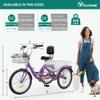 YITAHOME 26 Inch Adult Tricycle, 7 Speed 3 Wheel Bikes, Trike for Adults with Front & Rear Baskets, Cruiser Bike for Seniors Women Men Commute Picnic Outdoor, Purple view 4