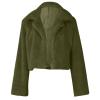 Womens Winter Faux Fur Crop Jacket Long Sleeve Shaggy Coat Open Front Cardigans Outerwear Army Green view 3