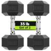 Hex Dumbbell Rubber Encased Strength Training Dumbbells, Hand Weight For Workout & Exercise/Pair of 35LB view 1