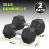 Hex Dumbbell Rubber Encased Strength Training Dumbbells, Hand Weight For Workout & Exercise/Pair of 35LB view 2