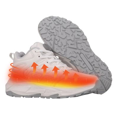 Heated Sneakers for Women and Men,Rechargeable Foot Warmers, Electric Heating Shoes with 3 Temperature Settings, Winter Outdoor Non Slip Walking Running Shoes (White, 7.5 Women/7 Men)