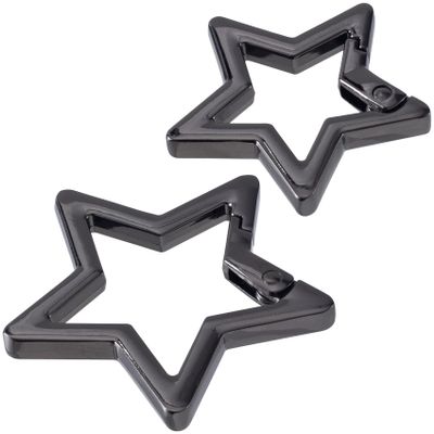 Isslly 2 PCS Star Snap Clips, Zinc Alloy Heavy Duty Star Shaped Keychain Clip with 2 Sizes, Cute Clip for Bags, Backpack, Keys - Black