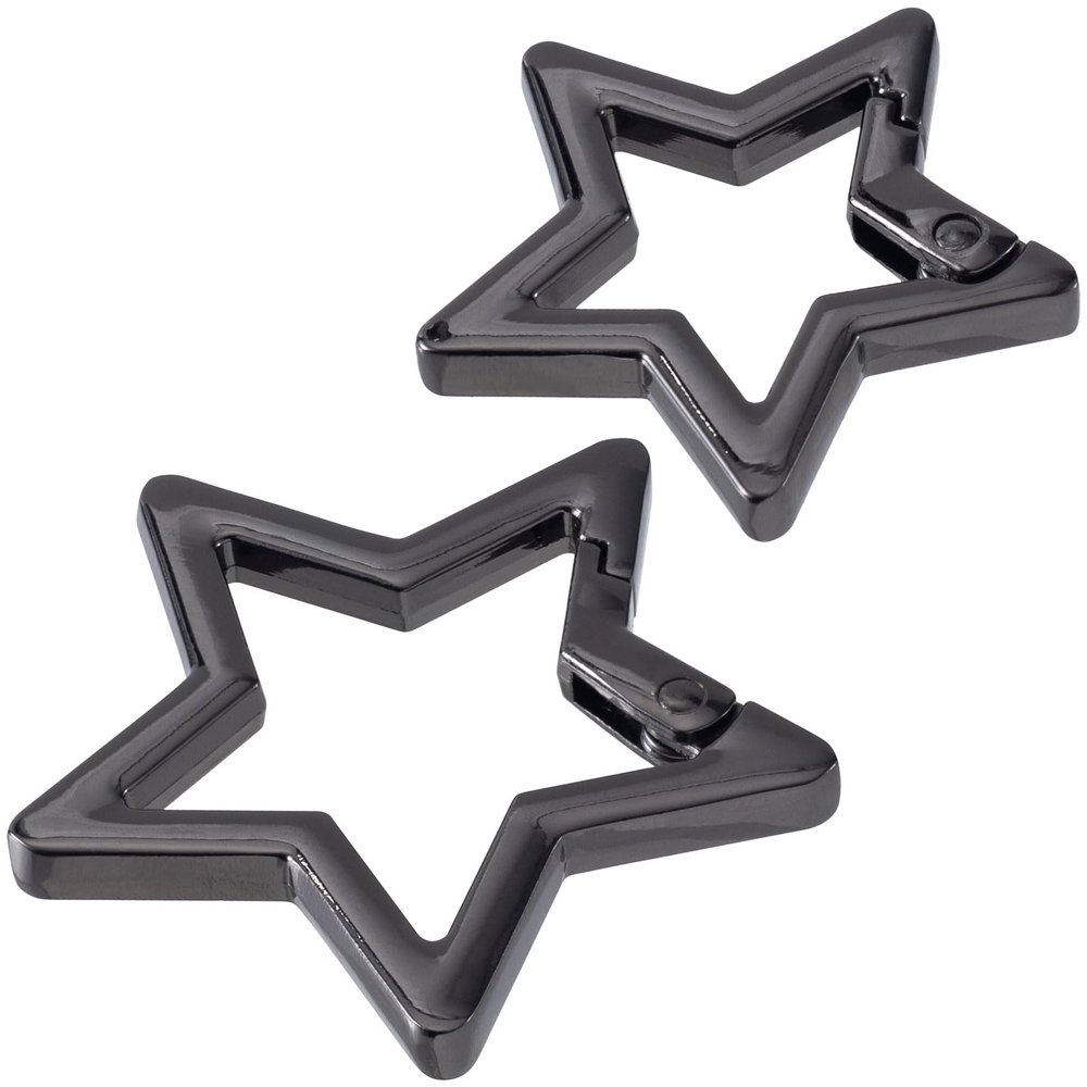 Isslly 2 PCS Star Snap Clips, Zinc Alloy Heavy Duty Star Shaped Keychain Clip with 2 Sizes, Cute Clip for Bags, Backpack, Keys - Black