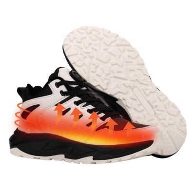 Heated Sneakers for Women and Men,Rechargeable Foot Warmers, Electric Heating Shoes with 3 Temperature Settings, Winter Outdoor Non Slip Walking Running Shoes (Black White, 5.5 Women/4 Men)