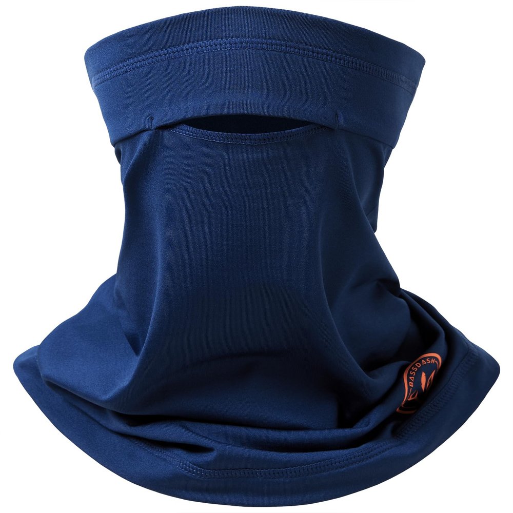 BASSDASH Fleece Neck Gaiter with Nose Hole Winter Face Mask for Men Women Windproof Scarf for Fishing Hunting Skiing Navy Blue