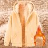 Huneny Beige Zip Up Hoodie Men,Mens Zip Up Hoodie,Mens Hoodies Pullover,Fleece Jacket Men,Warm Sherpa Fleece Lined Winter Jackets Casual Long Sleeve Hooded Drawstring Coats With Pockets view 2
