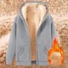 Huneny Gray Mens Fleece Jacket,Mens Zip Up Hoodie,Men's Fashion Hoodies & Sweatshirts,Warm Sherpa Fleece Lined Winter Jackets Casual Long Sleeve Hooded Drawstring Coats With Pockets view 2