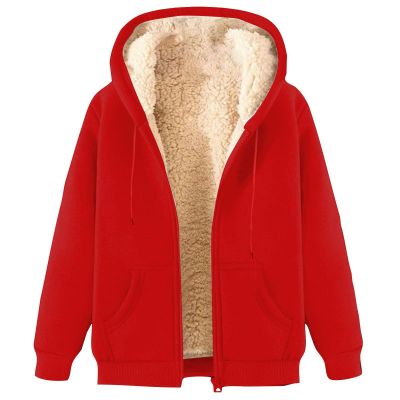 Huneny Red Zip Up Hoodie Men,Mens Zip Up Hoodie,Mens Hoodies Pullover,Fleece Jacket Men,Warm Sherpa Fleece Lined Winter Jackets Casual Long Sleeve Hooded Drawstring Coats With Pockets