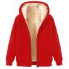 Huneny Red Zip Up Hoodie Men,Mens Zip Up Hoodie,Mens Hoodies Pullover,Fleece Jacket Men,Warm Sherpa Fleece Lined Winter Jackets Casual Long Sleeve Hooded Drawstring Coats With Pockets