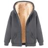 Huneny Gray Mens Fleece Jacket,Mens Zip Up Hoodie,Men's Fashion Hoodies & Sweatshirts,Warm Sherpa Fleece Lined Winter Jackets Casual Long Sleeve Hooded Drawstring Coats With Pockets view 1