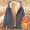 Huneny Gray Mens Fleece Jacket,Mens Zip Up Hoodie,Men's Fashion Hoodies & Sweatshirts,Warm Sherpa Fleece Lined Winter Jackets Casual Long Sleeve Hooded Drawstring Coats With Pockets view 2