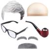 Old Man Costume Kit Grandpa Costume Accessories Including Old Man Wig,Wig Cap,Glasses,Fake Beard, Eyebrows for Cosplay view 1