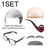 Old Man Costume Kit Grandpa Costume Accessories Including Old Man Wig,Wig Cap,Glasses,Fake Beard, Eyebrows for Cosplay view 3