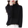 Womens Fashion Sweater Autumn Winter New Half-High Neck Knit Bottoming Shirt Loose Long-Sleeve Solid Color Innerwear Black view 1