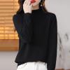Womens Fashion Sweater Autumn Winter New Half-High Neck Knit Bottoming Shirt Loose Long-Sleeve Solid Color Innerwear Black view 3