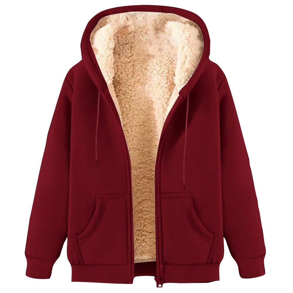 Huneny Wine Mens Fleece Jacket,Mens Zip Up Hoodie,Men's Fashion Hoodies & Sweatshirts,Warm Sherpa Fleece Lined Winter Jackets Casual Long Sleeve Hooded Drawstring Coats With Pockets