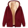 Huneny Wine Mens Fleece Jacket,Mens Zip Up Hoodie,Men's Fashion Hoodies & Sweatshirts,Warm Sherpa Fleece Lined Winter Jackets Casual Long Sleeve Hooded Drawstring Coats With Pockets view 1