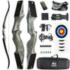 60" Black Hunter Recurve Bow Wood Takedown Bow Right/Left Hand for Adults American Hunting Longbow 20-60lbs for Archery Hunting Shooting Practice (Gray, 20LBS, Right Hand) view 1