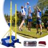 Goakwwuz Volleyball and Badminton Poles with Nets, Adjustable Heights 5ft-6.8ft, Heavy Duty, Blue and Yellow, Nylon, Suitable for Volleyball and Badminton view 1
