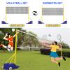 Goakwwuz Volleyball and Badminton Poles with Nets, Adjustable Heights 5ft-6.8ft, Heavy Duty, Blue and Yellow, Nylon, Suitable for Volleyball and Badminton view 3