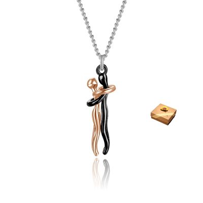 Tdips Necklace - Human Embrace Couple Pendant, Adjustable Length Hug Necklace for Women