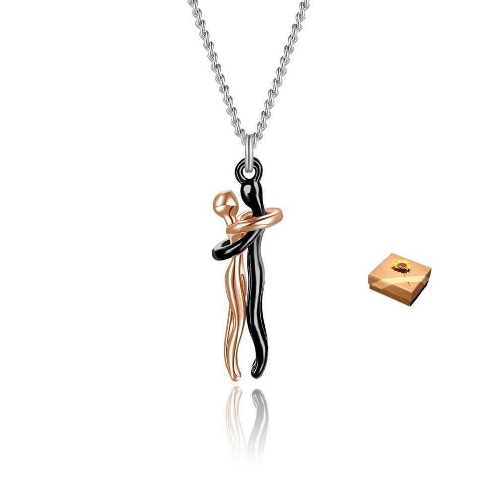 Tdips Necklace - Human Embrace Couple Pendant, Adjustable Length Hug Necklace for Women