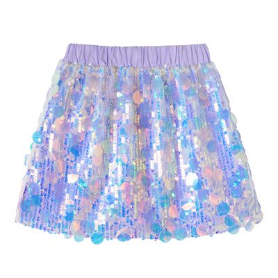 Miipat Girls Sequin Skirt Sparkly Mermaid Mini Skirt Little Kids Glitter Dance Party Skirt(MermaidPurple,3-4T)
