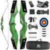 60" Black Hunter Recurve Bow Wood Takedown Bow Right/Left Hand for Adults American Hunting Longbow 20-60lbs for Archery Hunting Shooting Practice (Green, 40LBS, Right Hand) view 1