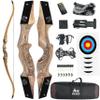 60" Black Hunter Recurve Bow Wood Takedown Bow Right/Left Hand for Adults American Hunting Longbow 20-60lbs for Archery Hunting Shooting Practice (Wood, 55LBS, Right Hand) view 1