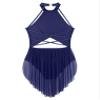 ranrann Sparkly Rhinestone Leotard Lyrical Dance Costume for Womens Cutout Strappy Backless Dance Dress Navy Blue Medium view 4